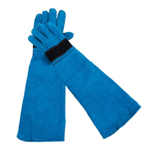 ROMISBABA 1paar Hund Und Katze Handschuhe Lange Schweißhandschuhe Schutz-Handschuhe Für Fütterung Und Baden Kunstleder Pflegehandschuhe Blau Für Tierpflege von ROMISBABA