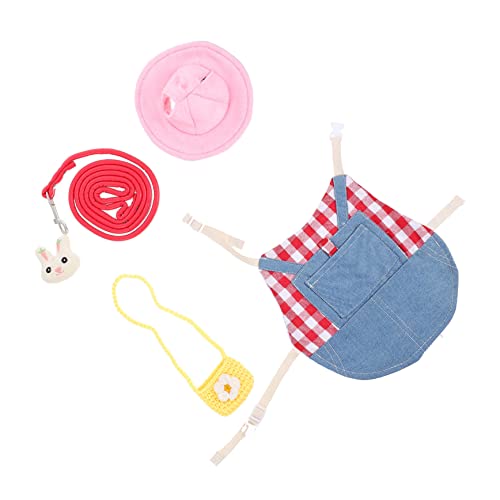 ROMISBABA 1 Satz Hasenkleidung Häschen-Zylinder Kaninchen Kostüm Hasenpullover Cool Hase Dekoratives Kleidungsstück Plüsch Hasengeschirr Und Leine Klein Haustier Hasenmütze Baumwolle Rot von ROMISBABA