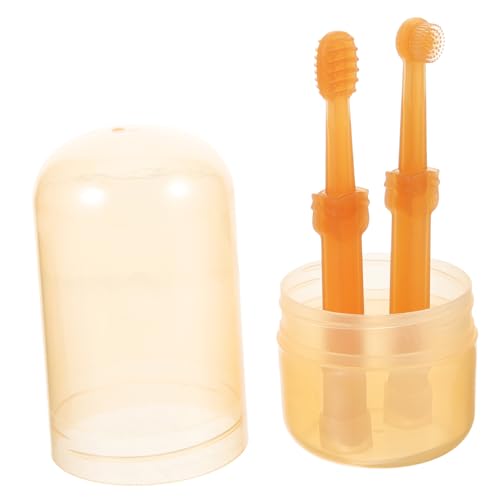 ROMISBABA 1 Satz Haustier Zahnbürste Hund Zahnbürste Wiederverwendbar Fleck Hund Finger Zahnbürste Glatter Produkte Zahnen Welpenstift Nagelknipser Für Hunde Bausatz Light Brown Plastik von ROMISBABA