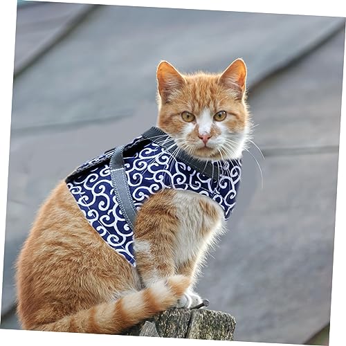 ROMISBABA 1 Satz Katze Laufseil Katzenweste Name Schild Haustier Katze Zu Fuß Geschirr Katzenspaziergang Und Für Zugseil Vom Typ Katzenweste Katzen-brustgurt-zugseil Blue Polyester- von ROMISBABA
