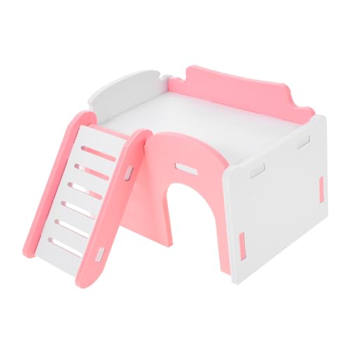 ROMISBABA 1 Stück Haustier Kletter hamsterhaus Hamster käfig Hamster Schlafhaus holzhaus Kleintier Versteck gemütlich Nest Hamster Hütte Hamsterhütte aus Holz hölzern Rosa von ROMISBABA