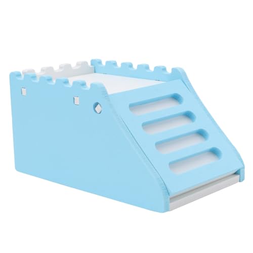 ROMISBABA 1 Stück Little Pet Staircase Villa nagerhaus kleintierhaus Kleintier Schlafhaus Hamster Holzhaus Hamsterspielzeug Käfig für kleine Haustiere Hamstervilla hölzern Blue von ROMISBABA