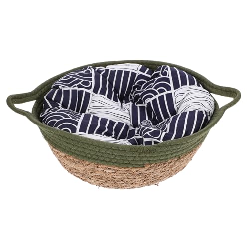 ROMISBABA 1Satz Katzenbett Aus Rattan Bequemes Und Stilvolles Katzenruhenest Für Haustiere Teiliges Mit Grünem Und Zufälligem Baumwollpolster Für Jede Jahreszeit ROMISBABA 1Satz Katzenbett Aus Rattan Bequemes Und Stilvolles Katzenruhenest Für Haustiere Teiliges Mit Grünem Und Zufälligem Baumwollpolster Für Jede Jahreszeit von ROMISBABA
