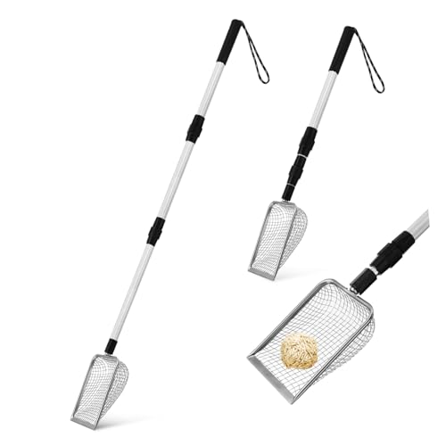ROMISBABA 2 Katzenstreuschaufel mit Langem Griff Dichtes Metallnetz Ergonomisch Langlebig Komfortabler Griff Effizientes für Katzenstreu Schwarz von ROMISBABA