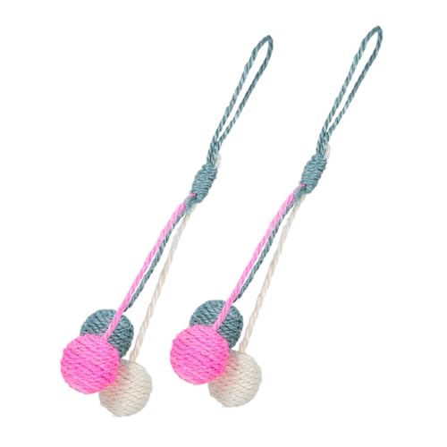 ROMISBABA 2 Stück Hängende Sisal-katzenbälle, Spielzeugbälle Für Hauskatzen, Interaktives Katzenjagdspielzeug, Haustiere, Interaktives Spielzeug, Katzenseilball Für Kleine Häuser, Kätzchen von ROMISBABA