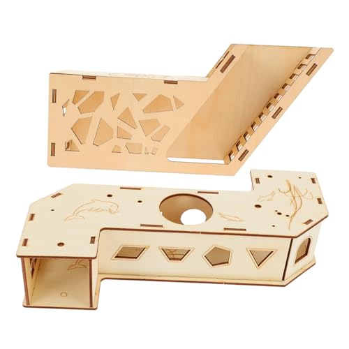 ROMISBABA 2 Stück Holz Hamster Teiliges Lustiges Labyrinth für Zwerghamster und Kleine Nager Beißfestes Haustier Bewegungsspielzeug mit Glatten Kanten zur Beschäftigung und Fitness von ROMISBABA