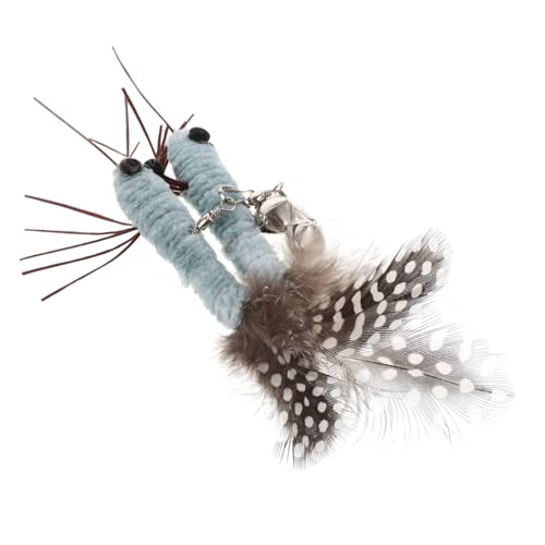 ROMISBABA 2 Stück Katzenspielzeug Ersatzköpfe mit Federn Interaktives Katzenangel für Indoor Katzen Aktivierung Jagdinstinkts und Stressabbau Blaues Insekten Design von ROMISBABA