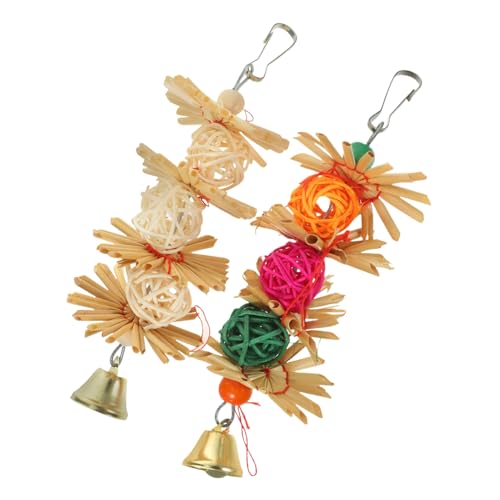 ROMISBABA 2stücke Papageien Kauspielzeug Aus Rattan Mit Glocken Hängendes Spielzeug Für Kleine Und Mittelgroße Vögel Spielen Und Knabbern Fördert Bewegung Und Unterhaltung ROMISBABA 2stücke Papageien Kauspielzeug Aus Rattan Mit Glocken Hängendes Spielzeug Für Kleine Und Mittelgroße Vögel Spielen Und Knabbern Fördert Bewegung Und Unterhaltung von ROMISBABA