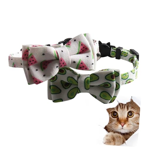 ROMISBABA 2 Stück Sommerliche Katzenhalsbänder mit Glocke Verstellbares Halsband im Fröhlichen Wassermelonen und Avocado Design für Kätzchen und Haustiere Süß ROMISBABA 2 Stück Sommerliche Katzenhalsbänder mit Glocke Verstellbares Halsband im Fröhlichen Wassermelonen und Avocado Design für Kätzchen und Haustiere Süß von ROMISBABA