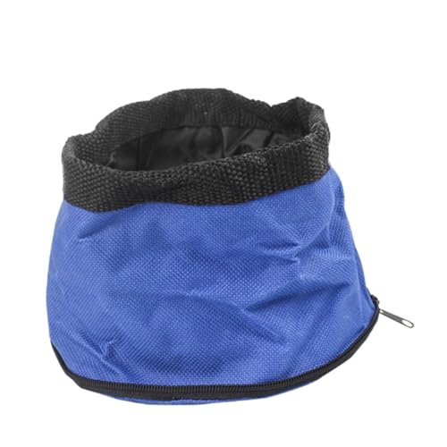 ROMISBABA 2 Stück Tasche Für Haustiernapf Wasser Futterspender Schüsseln Faltbar Nass Verschütten Falten Verschütteter Hundenapf Tuch Tragbar Behälter Reisen Hundefutter Reißverschluss Blue von ROMISBABA
