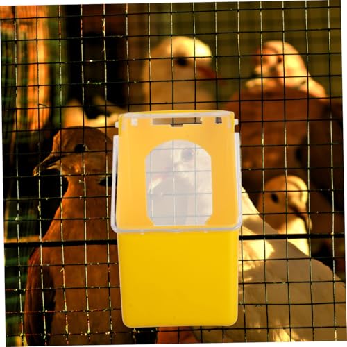 ROMISBABA 2 Stück Teiliges Kreatives Futter und Wassernapf für Tauben Hängender Multifunktionaler Futternapf mit Abdeckung Platzsparend Einfach zu Reinigen Blau und Gelb für Vogelkäfige von ROMISBABA