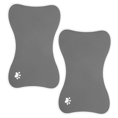 ROMISBABA 2 Stück Teiliges Pet Bowl Placemat rutschfeste wasserdichte Futtermatte in Knochenform Stabiler Hund und Katzen Futterunterlage Leicht zu Reinigen Langlebige Futterschale Unterlage von ROMISBABA
