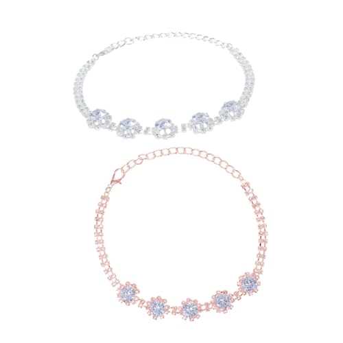ROMISBABA 2 Stück Teiliges Verstellbares Haustier Schmuckhalsband mit Strasssteinen Katzen und Hundehalskette in Silber und Roségold Langlebiges und Accessoire für Besondere Anlässe und ROMISBABA 2 Stück Teiliges Verstellbares Haustier Schmuckhalsband mit Strasssteinen Katzen und Hundehalskette in Silber und Roségold Langlebiges und Accessoire für Besondere Anlässe und von ROMISBABA