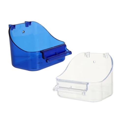 ROMISBABA 2 Stück Teiliges Vogelkäfig Futter und Badebox Transparente und Blaue Hängeschale mit Glatten Kanten Kleiner Hamster und Vogelbadewanne Platzsparend Installieren Langlebig und von ROMISBABA