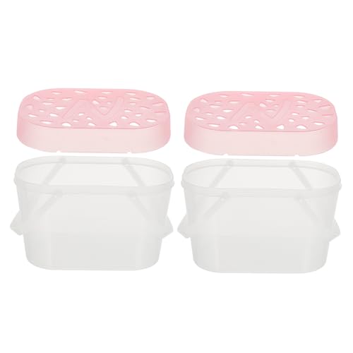ROMISBABA 2 Stück Tragbare Tierboxen Mittelgroß Rosa mit Griff Sichere Outdoor Transportbox für Hamster Schildkröten Meerschweinchen und Kleine Kleintiere von ROMISBABA