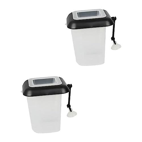 ROMISBABA 2Stücke Aquarium Futterbehälter mit Saugnapf Praktischer Fischfutter Dispenser für Süß und Salzwasseraquarien Langlebig Installieren für Effektive von ROMISBABA