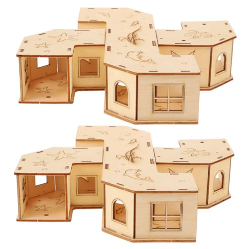 ROMISBABA Hamster Tunnel Labyrinth Spielzeug 2 Stück Holz für Kleintiere Kreatives Labyrinth Haus für Hamster Rennmäuse und Chinchillas Fördert Bewegung und Gesundheit von ROMISBABA