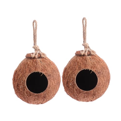 ROMISBABA 2stücke Kokosnussschalen Hängendes Vogelnest Für Papageien Natürliches Vogelbett Zum Aufbewahren Von Futter Für Käfig ROMISBABA 2stücke Kokosnussschalen Hängendes Vogelnest Für Papageien Natürliches Vogelbett Zum Aufbewahren Von Futter Für Käfig von ROMISBABA