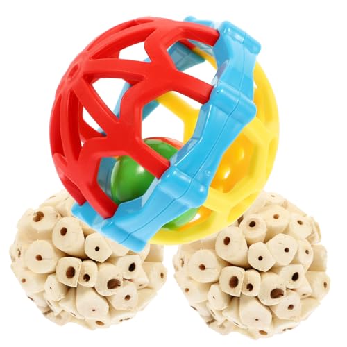ROMISBABA 3 STK Vogel Spielzeugball Vogelspielzeug für Sittiche Papageien-Intelligenzspielzeug Vogelspielzeug zum Kauen Bird Toys Vogelball für Papageien Conures-Spielzeug Vogelbälle Gummi von ROMISBABA