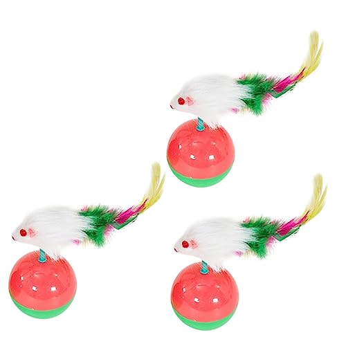 ROMISBABA 3 Stück Interaktives Teiliges Katzenspielzeug mit Wackelball und Plüschmaus für Kätzchen Indoor Spielspaß zur Beschäftigung und Aktiver Katzen Langlebig und Unterhaltsam von ROMISBABA
