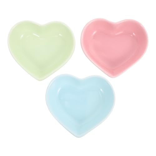 ROMISBABA 3 Stück Teiliges Hamster Herzförmige Keramik Näpfe für Hamster Kaninchen und Eichhörnchen Langlebig Bruchsicher Vielseitig Einsetzbar Farbiges Haustier Grün Blau von ROMISBABA