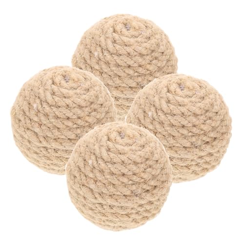 ROMISBABA 4 Stück Catnip Cat Kratzball Katzenspielzeug Katze Kratzt Katzenkratzer Kätzchen Selbst Drinnen Post Kratzen Katzenspiele Für Katzen Katzenminze Jute Light Brown von ROMISBABA