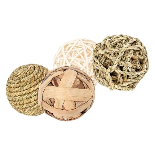 ROMISBABA 4 Stück Hamster-Takraw-Ball- Hamster nager Hamster Zahnüberwuchs Prävention Hasen Korbspielzeug Kleiner Hamsterball Rattenballspielzeug Stroh von ROMISBABA