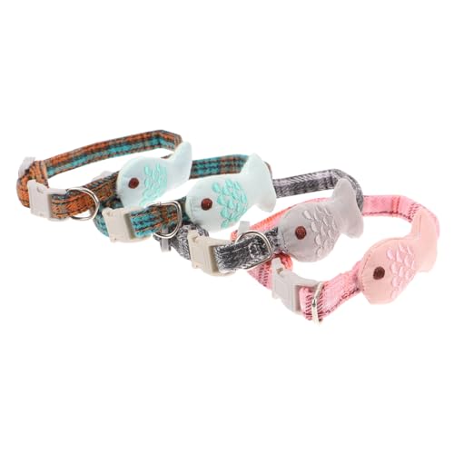 ROMISBABA 4 Stück Haustier Katze Kleiner Fisch verstellbares Katzenhalsband Katzenkette Kragen Plaudern Schild katzenhalsbänder für Haustierzubehör von ROMISBABA