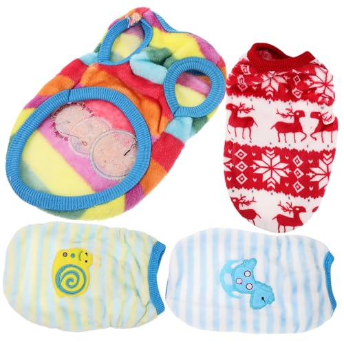 ROMISBABA 4 Stück Teiliges Haustier Weste für Kleine Hunde Dicke Cartoon Fleece Vest Wärmende und Bequeme Hundebekleidung Dekorative Haustierkostüme für Welpen und Katzen Gemischte Styles von ROMISBABA