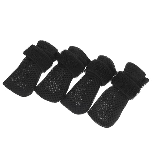 ROMISBABA 4 Stück Teiliges Weiche Warme Haustier-Schuhe für Katzen und Kleine Hunde rutschfeste Pfotenschutz-Booties für Baden Krallenpflege und Outdoor Sicheres Anziehen Schwarz von ROMISBABA