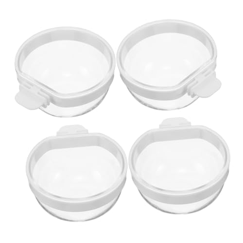 ROMISBABA 4 Stück Transparente Papageien Futter Wassernäpfe Abnehmbar Auslaufsicher Hängend für Wellensittich Nymphensittich Kleine Vögel und Kleintiere Großer Futterspender von ROMISBABA