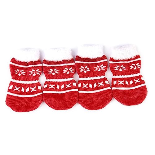 ROMISBABA 4 Stücke Weihnachten Haustier Socken Hund Welpen Katze Nicht-socken Mit-Gummi Muster Größe S Rot ROMISBABA 4 Stücke Weihnachten Haustier Socken Hund Welpen Katze Nicht-socken Mit-Gummi Muster Größe S Rot von ROMISBABA