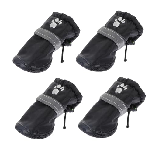 ROMISBABA 4 Stück wasserdichte Hundeschuhe Teiliges mit Reflektierendem Design rutschfest und Atmungsaktiv Pfotenschutz für Kleine und Mittelgroße Hunde für Regen und Outdoor Einsätze von ROMISBABA