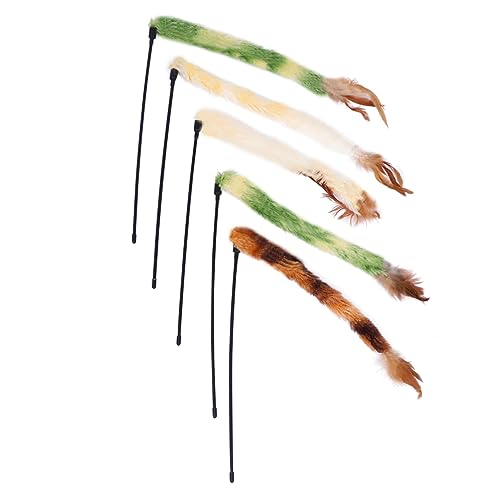 ROMISBABA 5 Stück Katzen-Teaser Zubehör für Interactive cat Toy Gaming Stick katzenspielzeig Katzen Angeln Katzenangel Plüsch-Streifen- -Stick Plüsch-Streifen-Stick Plastik von ROMISBABA