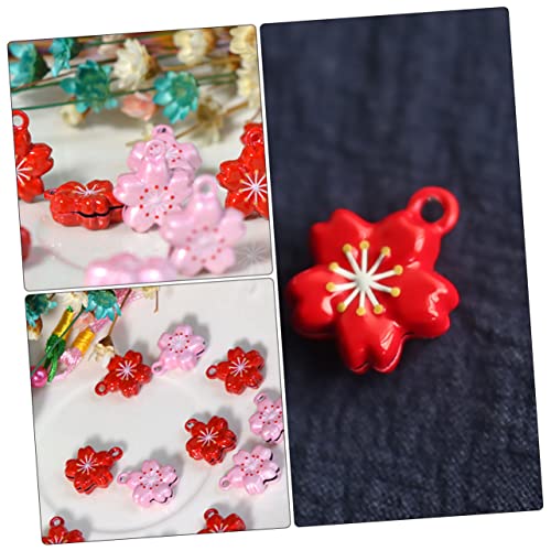 ROMISBABA 5 Stück Kirschblütenglocke Halsketten Kirsche Kirschblütenschmuck Charme Hängende Glocke Glocken Glocke in Kirschblütenform Haustier Glocke Zubehör Für Haustierketten Eisen Rot von ROMISBABA