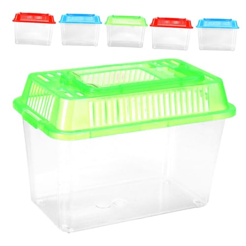 ROMISBABA 6 Stück Tragbare Kleine Kunststoff Aquarien mit Bunten Deckeln Handliche Terrarien für Schildkröten Goldfische und Kleintiere Dekorative und Stabile Aufbewahrungsboxen von ROMISBABA
