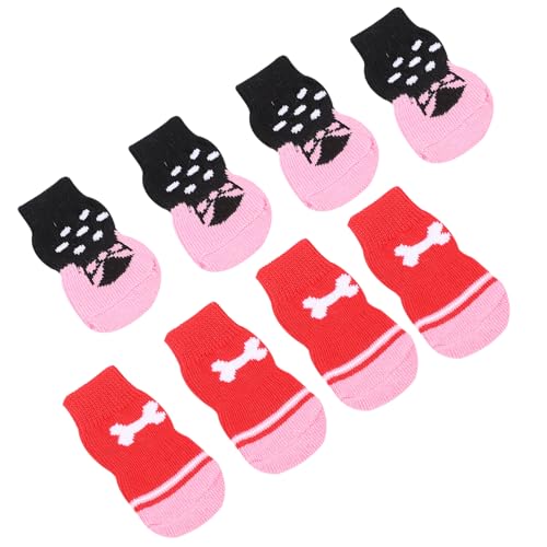 ROMISBABA 8 Stück Haustier socken hundesocken Dog Socks Schutz Beschützer Traktion Zehe Welpenschuhe Weihnachtshaustiersocke Hundeschuhe Pfotenschützer für Haustiere Haustierbedarf Stricken von ROMISBABA