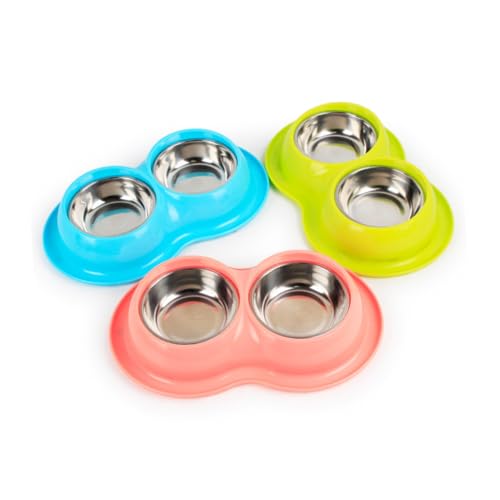 ROMISBABA Antibakterielle rutschfeste Futternapf aus für Kleine Hunde und Katzen Leicht zu Reinigen mit Getrennten Näpfen zur Futter und Wassergabe Hygienisch und Zufällige von ROMISBABA