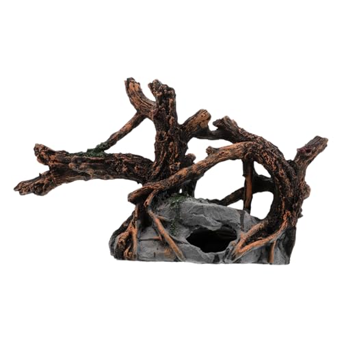 ROMISBABA Aquarium Resin Driftwood Deko mit Eingebauten Verstecken Langlebiger Künstlicher Baumstumpf für Garnelen Aquarium Betta Fisch Höhle Vielseitig für Süß Salzwasser Stressreduzierend von ROMISBABA