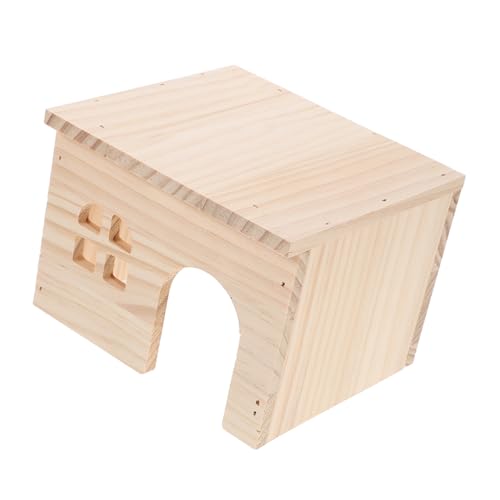 ROMISBABA Hamster Futter und Wasserplattform aus Natürlichem Holz Multifunktionales Versteck mit Fluchtschutz Stilvolles Kleintierhaus für Hamster Meerschweinchen und Kaninchen Sicheres von ROMISBABA