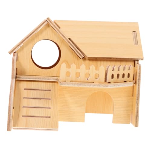 ROMISBABA Hamster Holzhaus Verschleißfestes Kleintierversteck Stilvolles Schlafhaus für Hamster Sicheres und Gemütliches Nest für Meerschweinchen und Andere Kleintiere von ROMISBABA