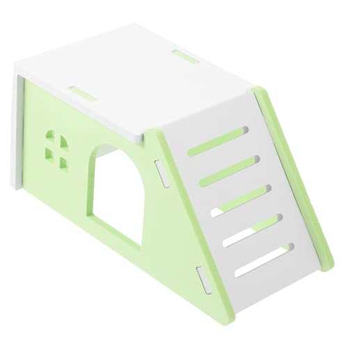 ROMISBABA Hamster Holzhaus Versteck mit Schrägem Design Kleines Nagetierhaus für Hamster Meerschweinchen und Rennmäuse Komfortables Schlaf Spielhaus für Käfigzubehör Grün von ROMISBABA