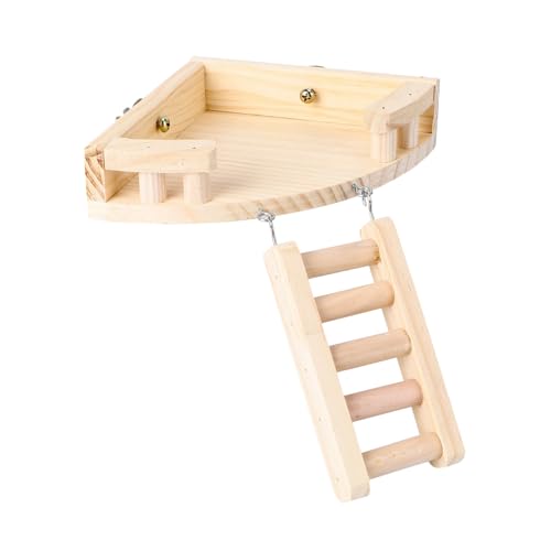ROMISBABA Hamster Kletterleiter aus Natürlichem Holz Stabiles Spielpodest mit Leiter für Zwerghamster und Kleine Nager Fördert Bewegung und Unterhaltung Einfach zu Montieren Geeignet für von ROMISBABA