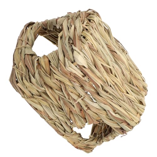 ROMISBABA Hamster Nest aus Handgewebtem Naturstroh Atmungsaktives Versteck und Tunnel für Kleine Haustiere Sicheres Kuschelnest für Hamster Zwerghamster Igel und Kleintiere Platzsparendes von ROMISBABA