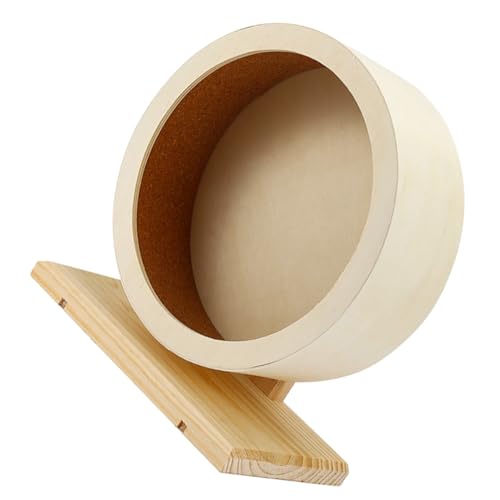 ROMISBABA Hamsterrad Holz mit Korkmatte Leises Laufrad für Kleine Haustiere Wie Hamster Mäuse Meerschweinchen Mittlere Geräuscharm und Robust für Mehr Bewegungsspielspaß von ROMISBABA