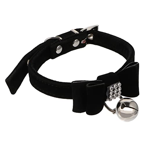 ROMISBABA Haustierhalsband tierkostüme pet Supplies haustierbedarf katzenhalsbänder Zubehör Hund Schleife Halsband Kragen Glockenhalsband für Welpen Kätzchen Glockenhalsband Samtstoff Black von ROMISBABA