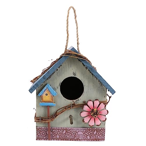 ROMISBABA Holz Vogelhaus zum Aufhängen Parrot House mit Grünem Metallwänden Outdoor Futterhäuschen für Garten Terrasse Balkon Natürliches Nistkasten Design für Wildvögel und Papageien ROMISBABA Holz Vogelhaus zum Aufhängen Parrot House mit Grünem Metallwänden Outdoor Futterhäuschen für Garten Terrasse Balkon Natürliches Nistkasten Design für Wildvögel und Papageien von ROMISBABA