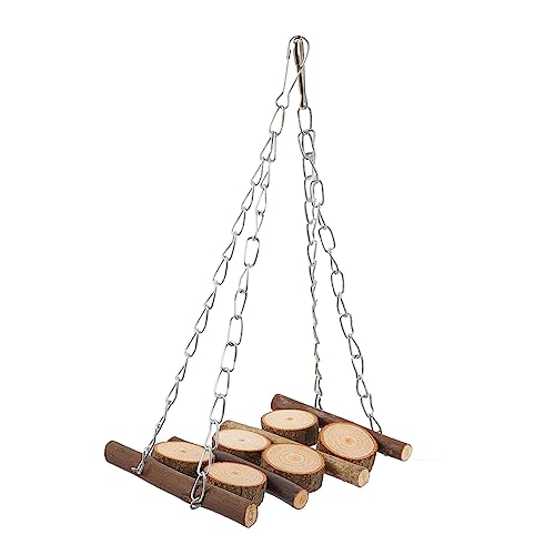 ROMISBABA Holz kauspielzeug Papageien Schaukel Hängendes Vogelspielzeug Klettergerüst für Wellensittiche Nymphensittiche Mittelgroße und Große Vögel Aktivitätsfördernd Gesund und Stabil von ROMISBABA