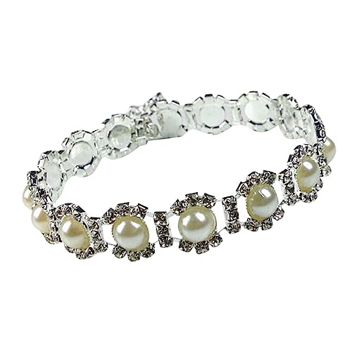 ROMISBABA Hund Halskette Pfote Halskette Welpenhundkragen Schmuck Für Haustiere Hundehalsband Rosa Perlenhalsband Für Hunde Hundehalsketten Hundehalsband Mit Schnalle Groß Weiß von ROMISBABA