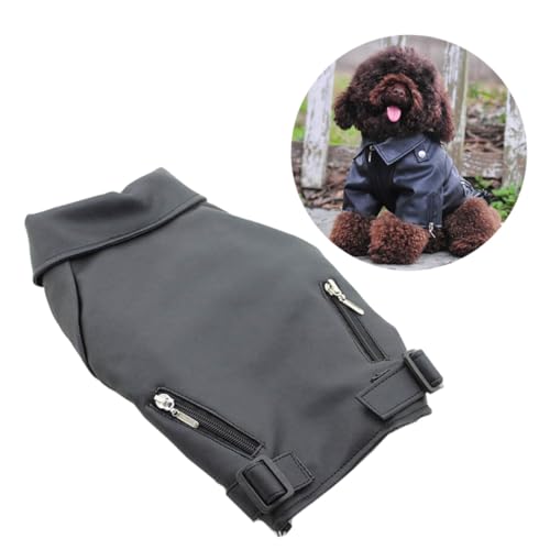 ROMISBABA Hundemantel Für Winter Wasserdichter Pu-Leder Hundemantel Mit Reißverschluss Warm Und Winddicht Für Kaltes Wetter Schwarz Für Aktive Hunde Und von ROMISBABA